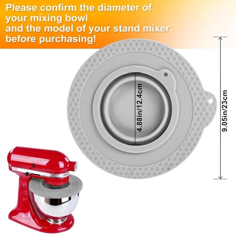 Silicone Mixing Bowl Cover Splash Proof Stand Mixer Bowl Lid for 4.5-5QT Tilt Head Stand Mixers Bowl Kitchen Accessory