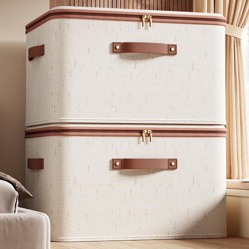 Foldable Clothes Organizer Box with Lid - Large Capacity, Dustproof Storage for Wardrobe or Living Room