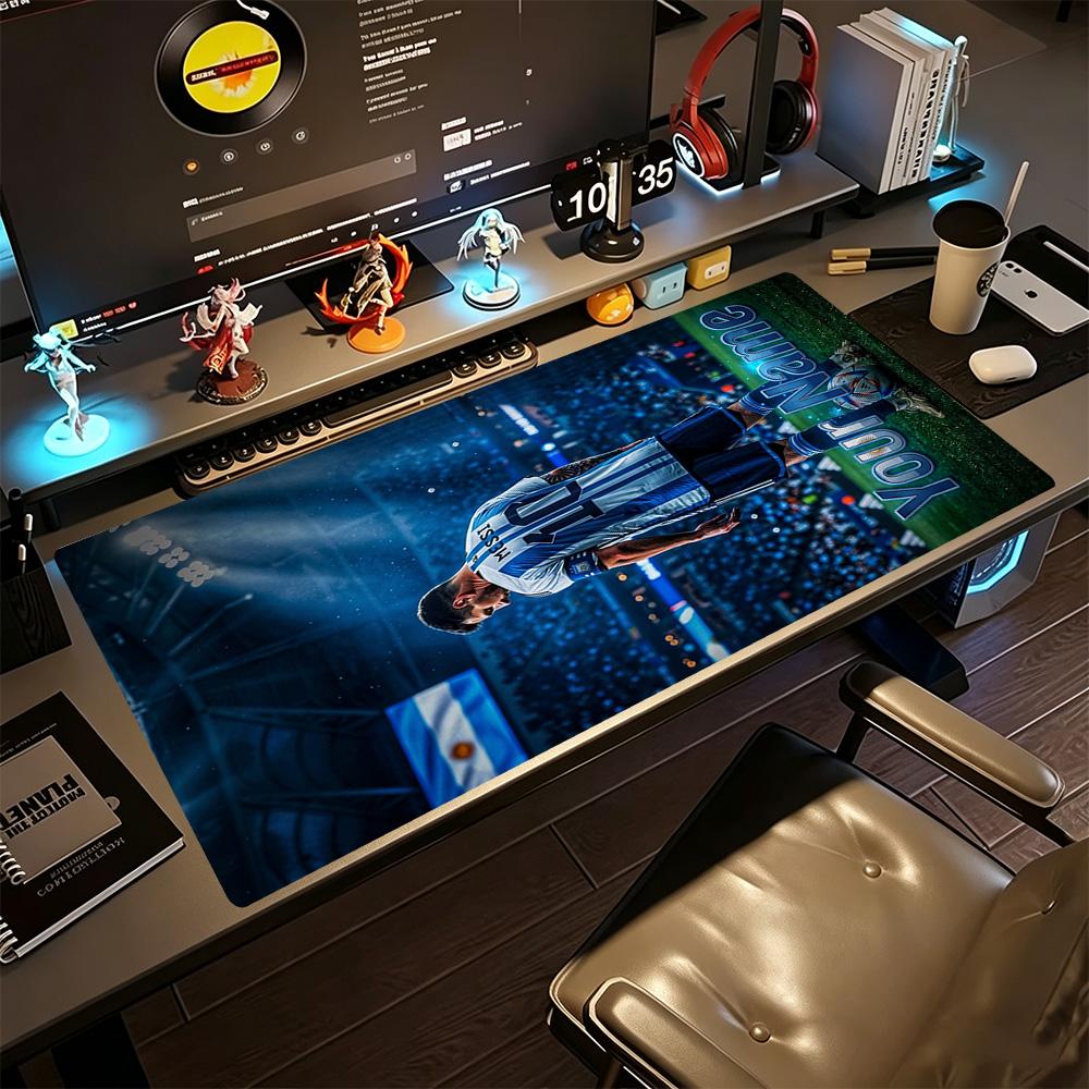 Football Messi Personalized Name Mouse Pad Office Mouse Mats Study Desk Mat Non-Slip Rubber Base Perfect for Office Laptop Gaming Setup