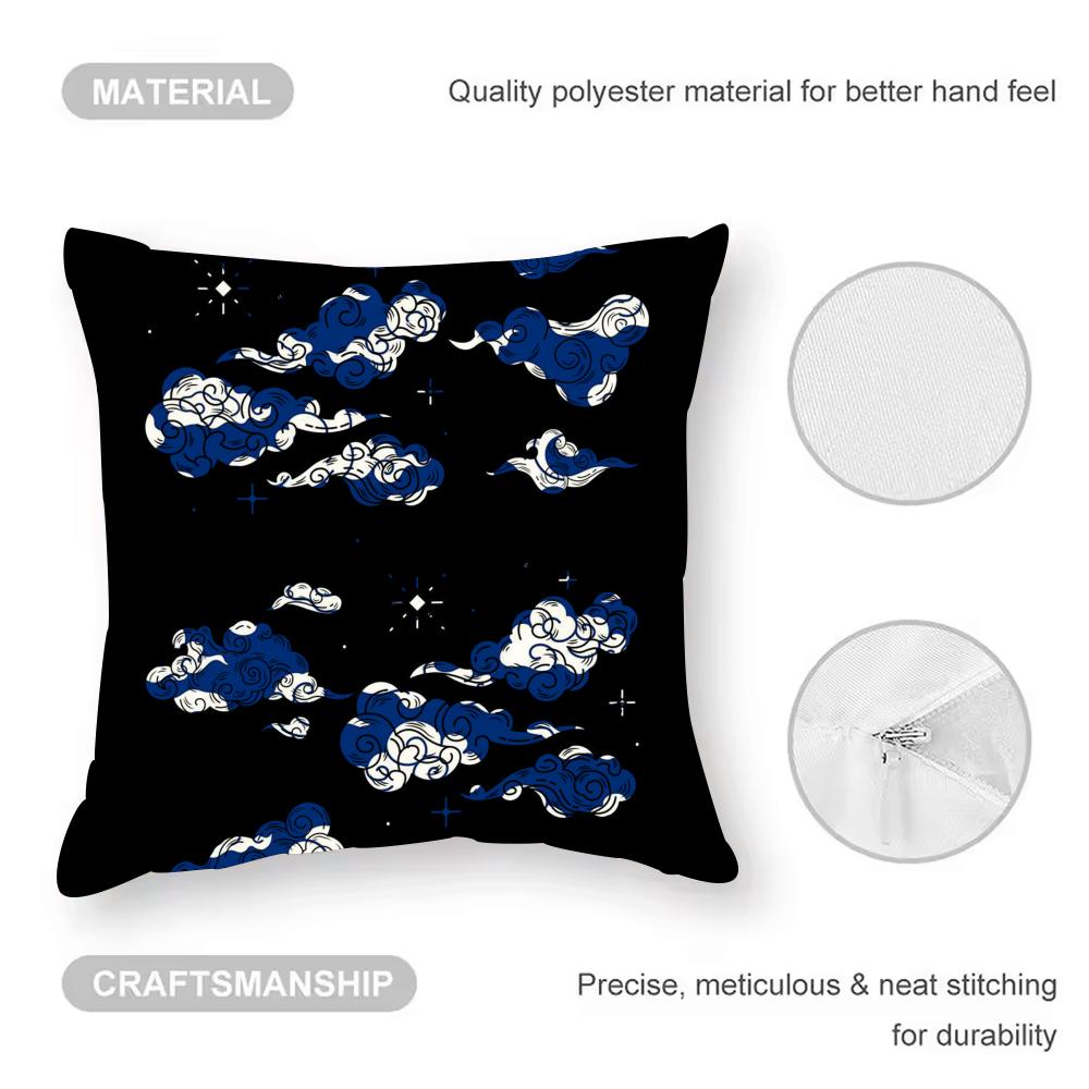 Chinese Cloud Pattern Cushion Cover Anti-dustmite Pillowcase Invisible Zipper Silky Short Plush Sofa Cushion Cover