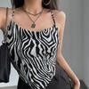 Women's Sexy Hottie Zebra Print Slim Fit Backless Cross-tie Short Tube Top Camisole