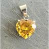 22 Ct Natural Yellow Sapphire Heart Shape Cut 925 Sterling Silver Gem Pendant