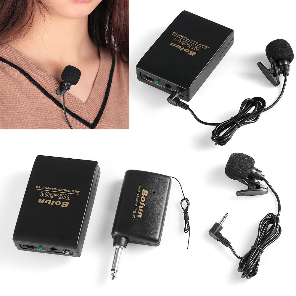 Portable Speech Speaker Clip Mic System Lavalier Lapel Wireless Microphone FM Transmitter Receiver