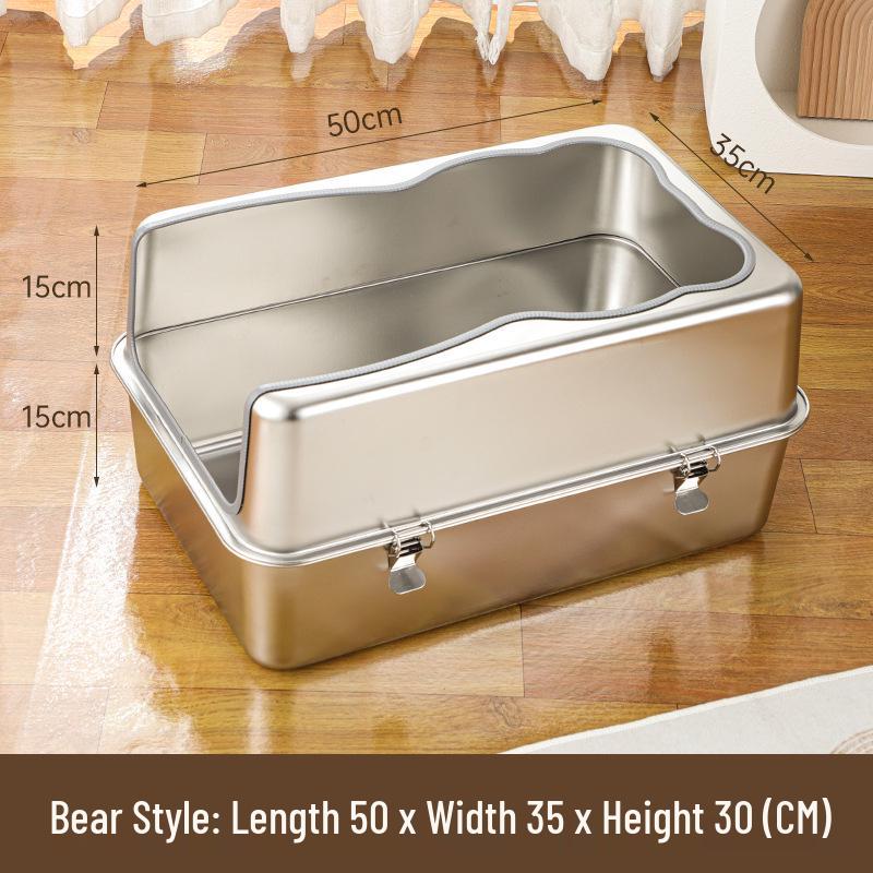 Stainless Steel Anti-Splash Cat Litter Box - High and Thickened Design