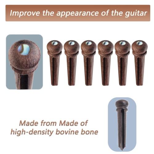 Cheerock Acoustic Guitar Bridge Pins, Rosewood with Abalone Dots, Acoustic Guitar String Pins with Guitar Pin Puller, Replacement Parts for Acoustic G