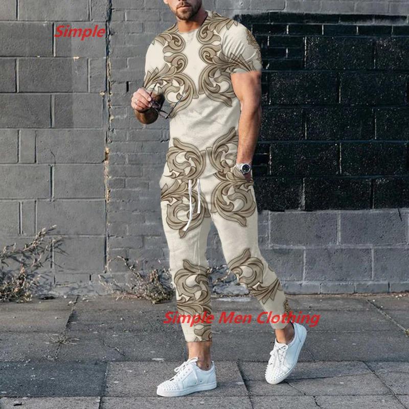 

Мужская летняя спортивная одежда для бега, футболка с коротким рукавом + мужская футболка, комплект с длинными брюками, Новое поступление, мужские брюки, спортивный костюм, комплект из 2 предметов 6XL