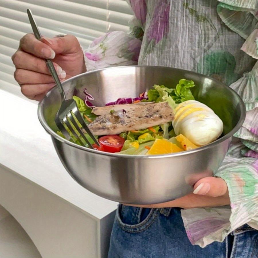 1/3pcs Stainless Steel Bowls with Scale Line Large Capacity Durable Food Storage Bowl Sets for Outdoor Camping Cooking Salad Bow