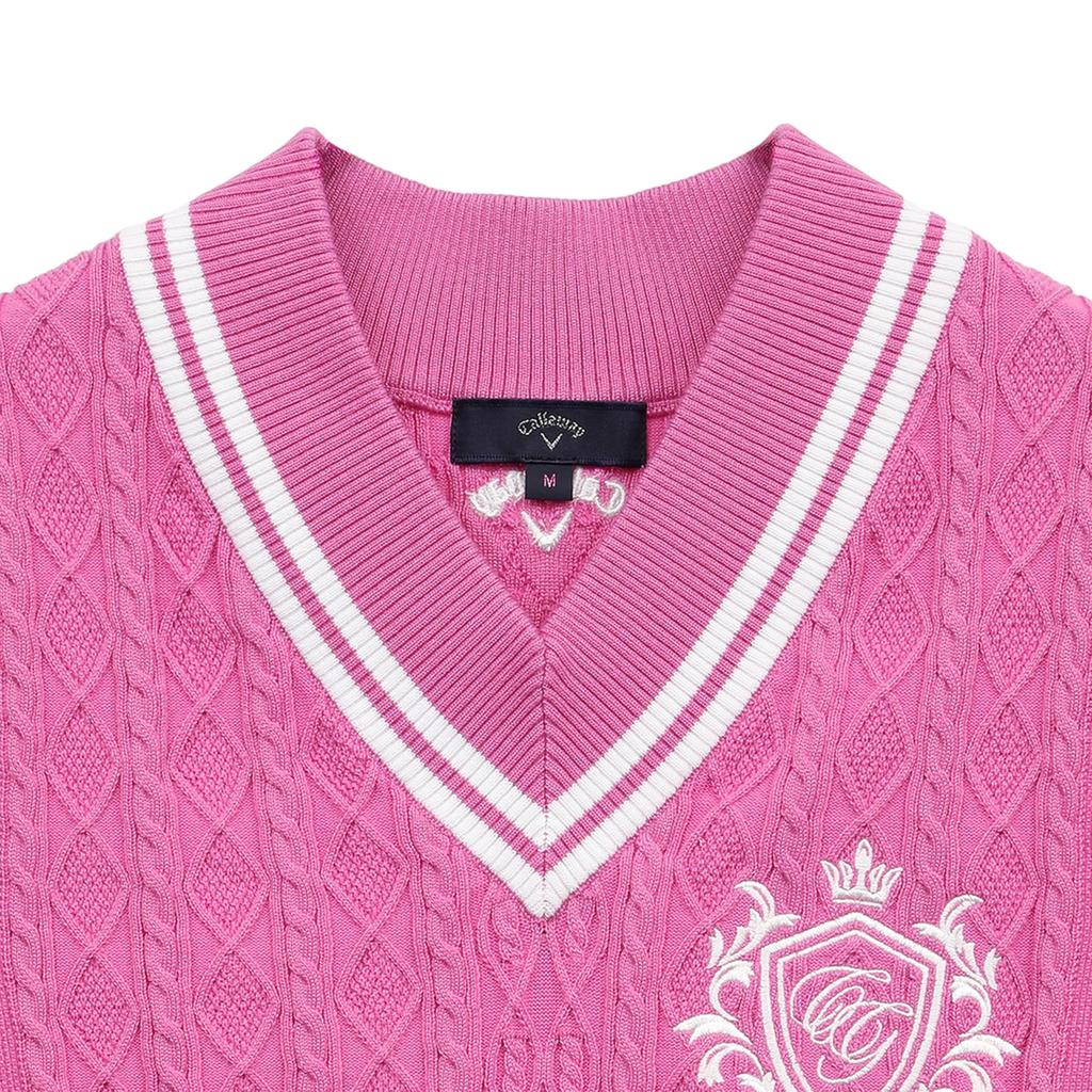 knit vest Golf C25119200 M [Callaway] Women's V-neck (cable knit) / / 1090_Pink