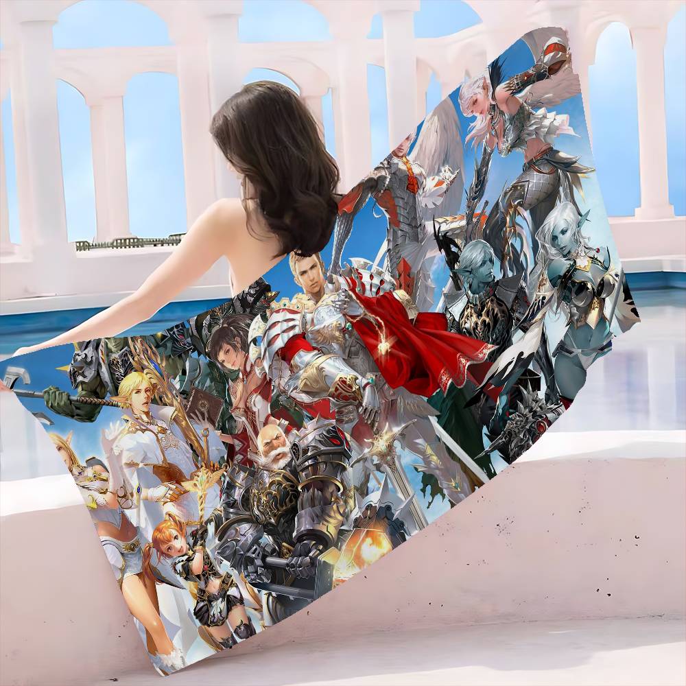 Game L-Lineage 2 Bath Towel Microfiber Soft Water Absorbing Breathable For Girl Kids Decorative Cartoon Beach Towel