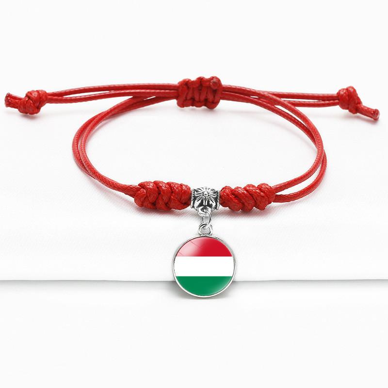Red Bracelet Trendy With Timeless Gem European Country Flags Unisex Material Mixed