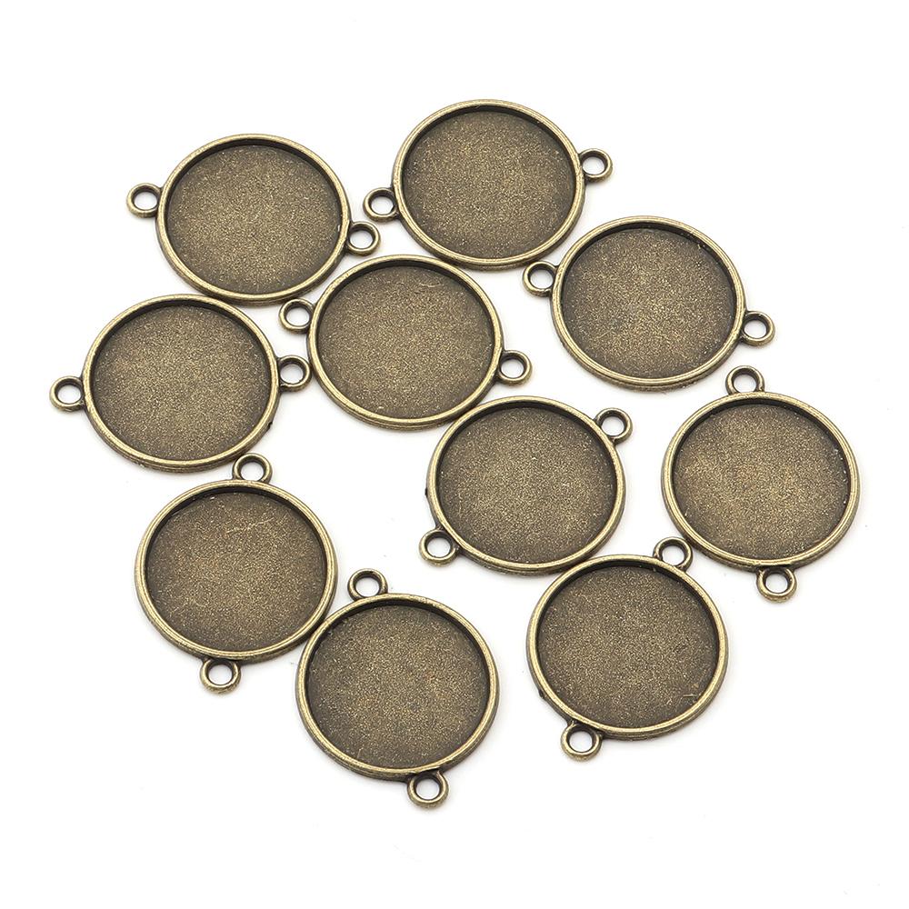 10pcs 8/10/12/14/16/18/20/25mm Round Cabochon Base Double Hole Blank Bezel Trays For Jewelry Making DIY Necklace Accessories