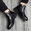 New Fashion Men's Chelsea Boots Black Mid-Top Casual Shoes Handmade Genuine Leather Male Ankle Boots Warm Winter Boots