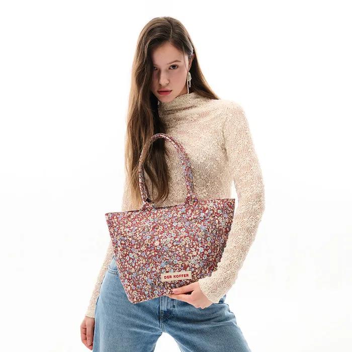 SHOPPER VINTAGE [FLOWER-BROWN]-MEDIUM