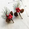 Artificial Pine Needle Greenery & Red Berry Bouquet for Holiday DIY & Gift Packaging