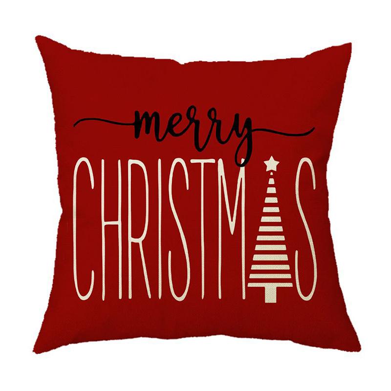 Christmas Pillow Cover Linen Printed Home Sofa Cushion Cover Car Headrest Office Pillowcase Christmas Party Decoration