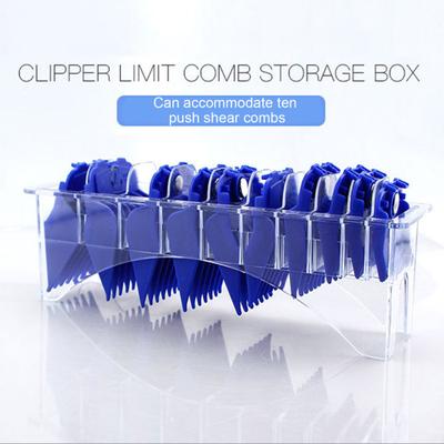 Hair Clipper Guard Storage Box with 10 Compartments Waterproof Transparent Rectangular Plastic Guide
