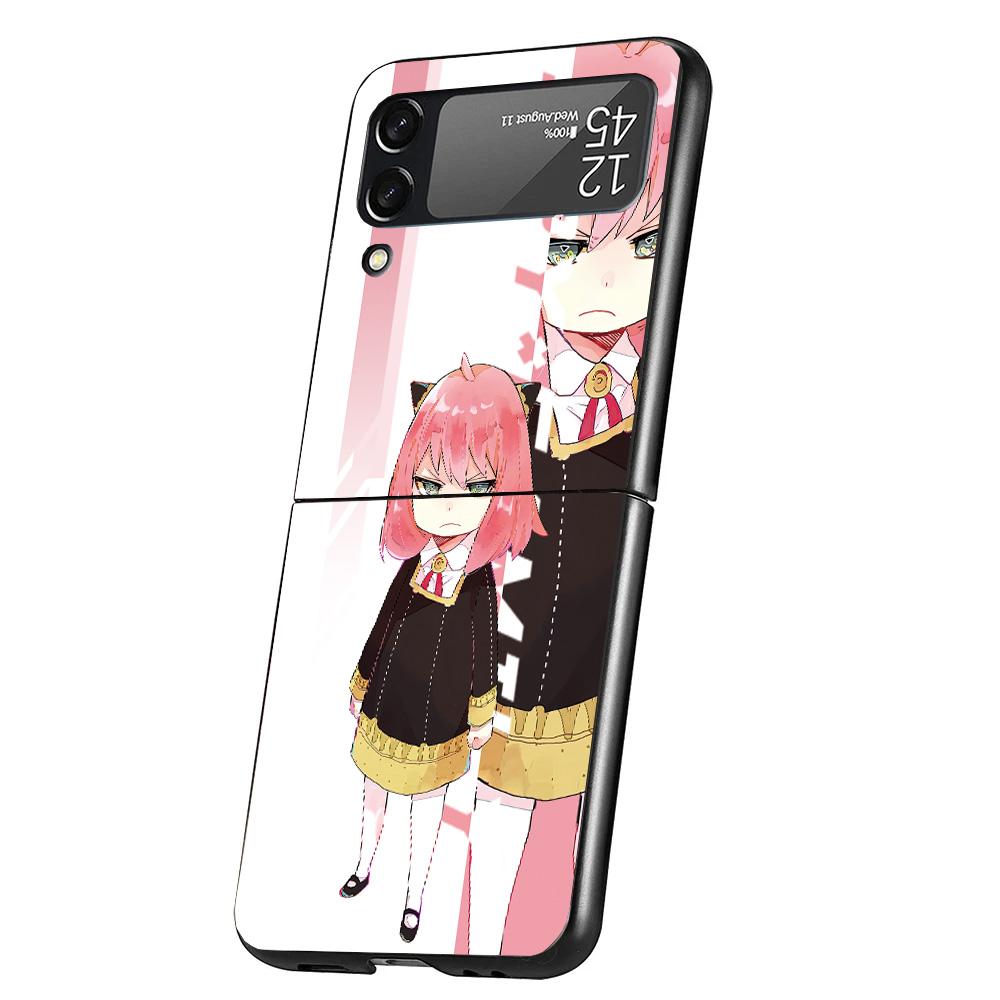 Spy Family Anya Cute Case Phone Cover for Samsung Galaxy Z Flip 7 6 5 4 3 5G ZFlip7 ZFlip6 ZFlip5 ZFlip4 ZFlip3 Black Fundas Gal