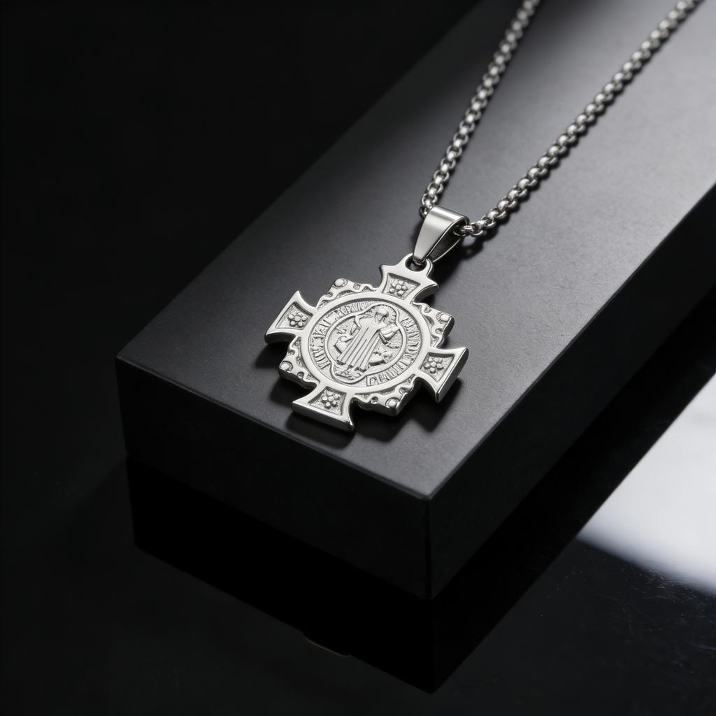 Cross Saint St. Benedict Pendant Stainless Steel San Benito Catholic Religious Double Sided Necklace Amulet Jewelry Gifts