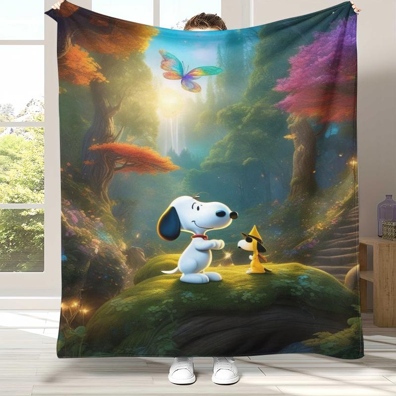 Cute Snoopy Dog Cartoon Flannel Blanket,Ultra Soft Warm Plush Throw for Home Bedroom Bed Sofa Cover Camping Picnic gift