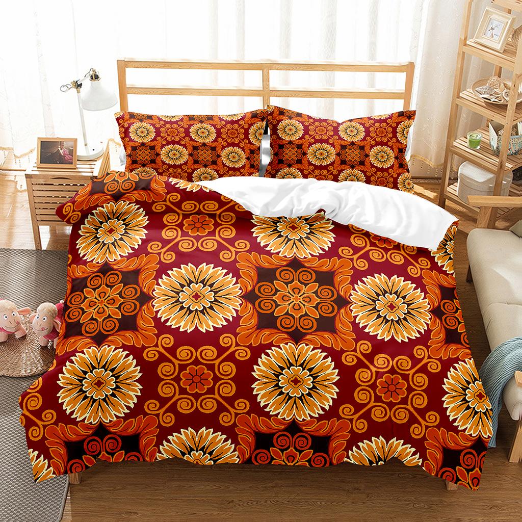 Bohemia Geometric Duvet Cover Queen For Kids Adult Room Microfiber Mandala Comforter Cover Floral Folk Art Abstract Bedding Set