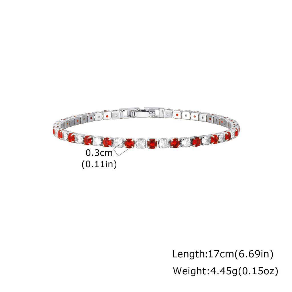 Adjustable Colorful Crystal Tennis Bracelet for Women High Quality 3mm Cubic Zircon Chain Bracelets Luxury Fashion Jewelry Gift