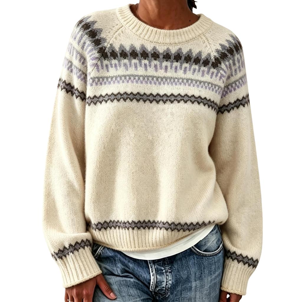 Women's Long Sleeve Neck Knit Pullover Sweater for Everyday Wear