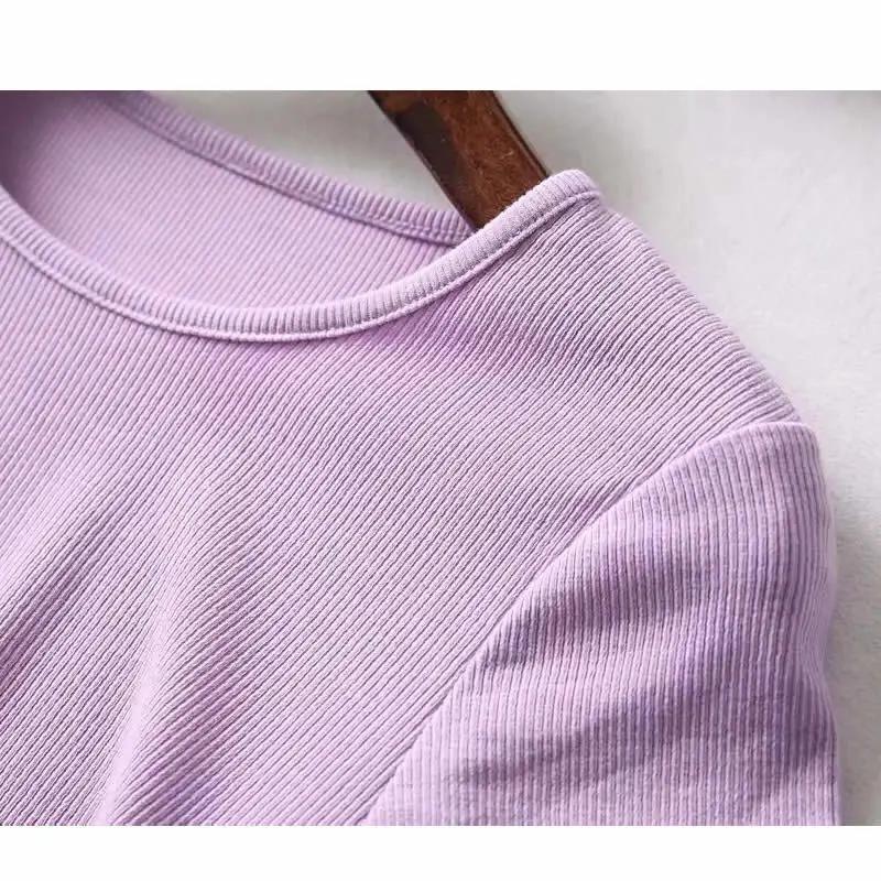 Pure Color Sexy Drawstring Women's Short-sleeved Round Neck Short Slim-fit Hem T-shirt Bottoming Shirt