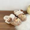 2025 autumn and winter cotton slippers new fashion trend small fragrant plaid cotton slippers warm home wear women's