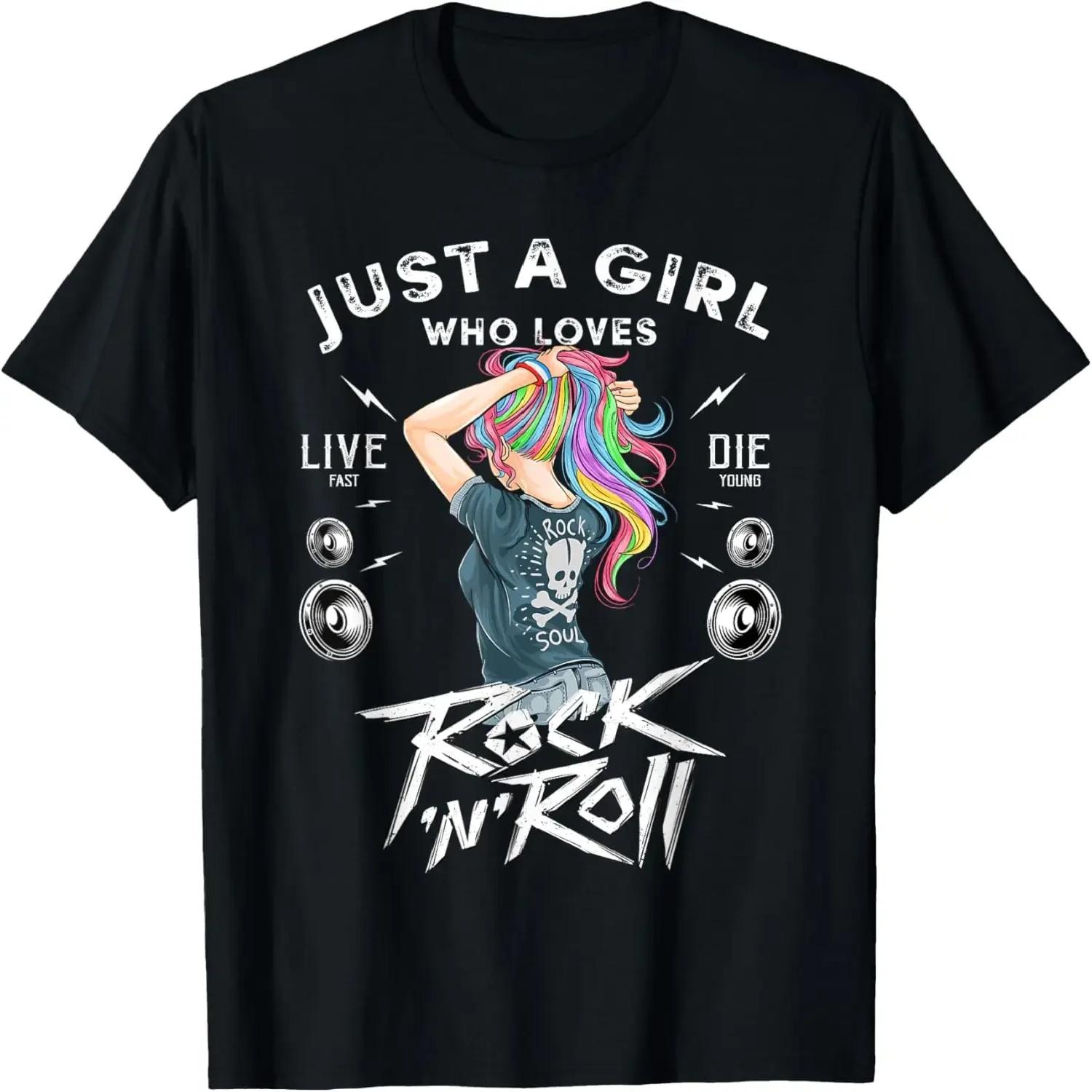 Girls Rock and Roll Music Graphic Novelty Tee & Cool Designs,Quality short sleeves S