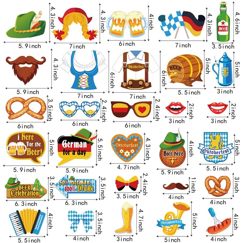 Oktoberfest Selfie Props Beer Festival Oktoberfest Funny Photo Props Colorful Traditional Germany Accessories Party Decoration