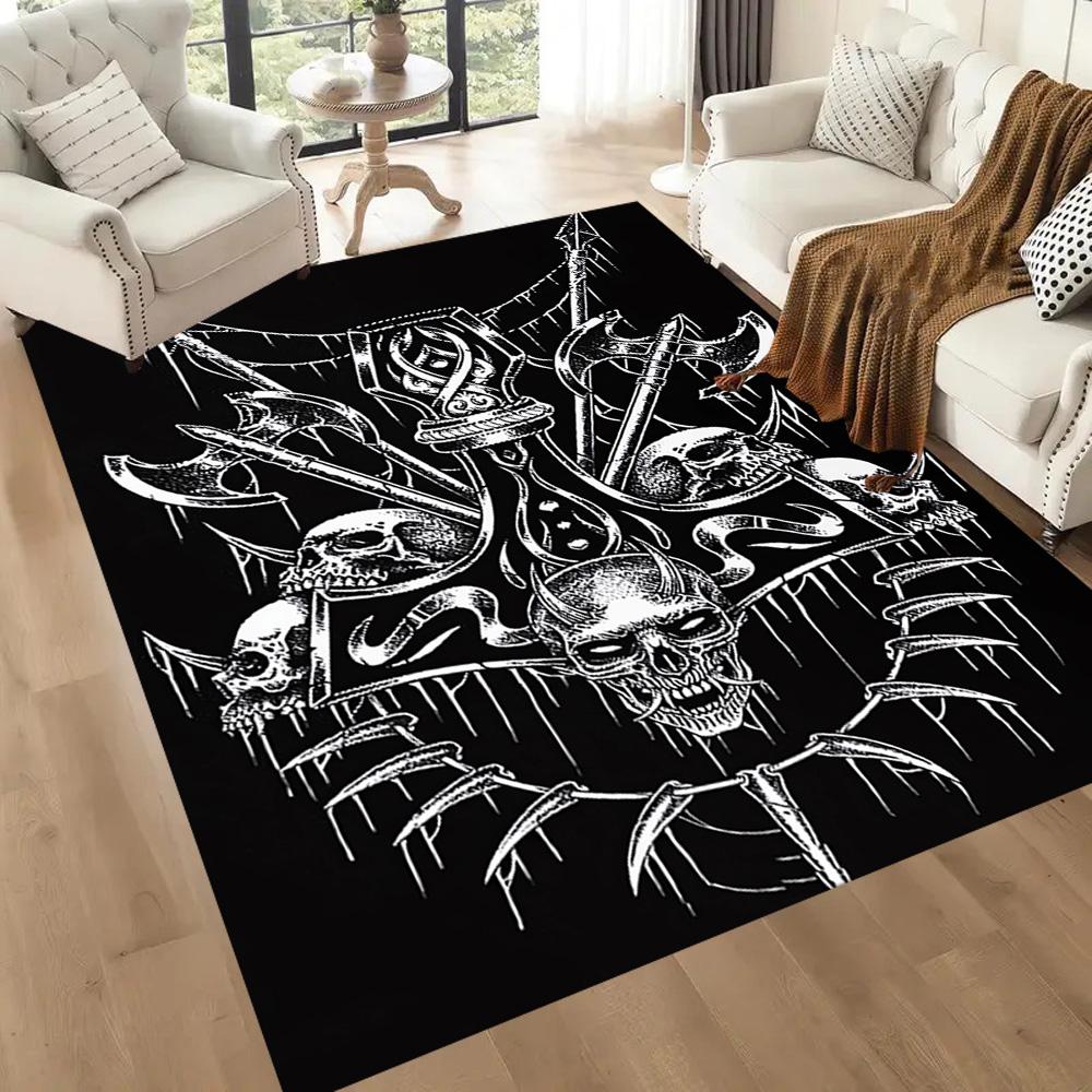 Dark Gothic Skull Art Floor Mats for Living Room, Bedroom and Room Decoration Are Suitable for Gifts.