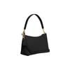 Coach Clara 26 Metallic Logo Signature Charm Solid Zipper Closure Leather Tote Crossbody Shoulder Bag Medium Women Bags Black CE584-IMBLK