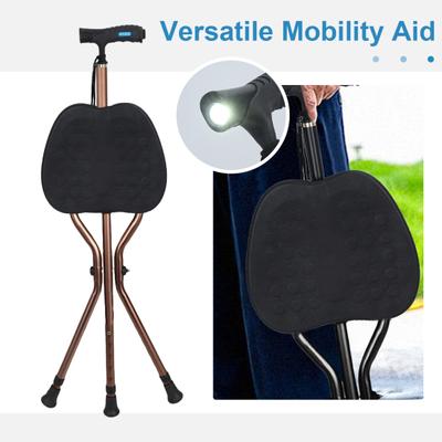 Folding Cane with Seat LED Light Portable Seat Aluminum Alloy Walking Stick