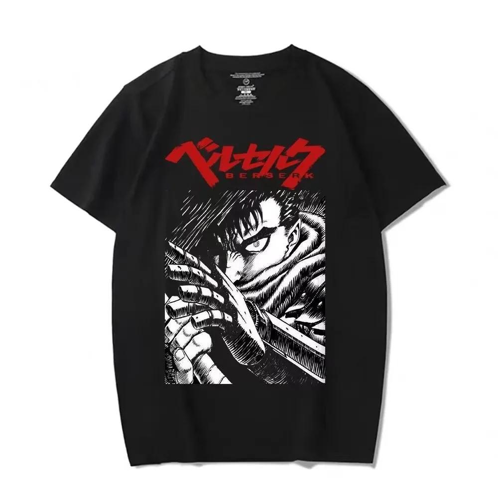 Berserk T Shirts Guts Funny T Shirt Cool Manga Graphic T-Shirt Japanese Anime WoCotton Harajuku Manga Hip Hop Tops Tees