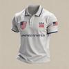 Men's Loose Fit Breathable Polo Shirt Short Sleeve Soccer Fanwear USA 2026 Embroidered Design Lightweight Mesh Fabric
