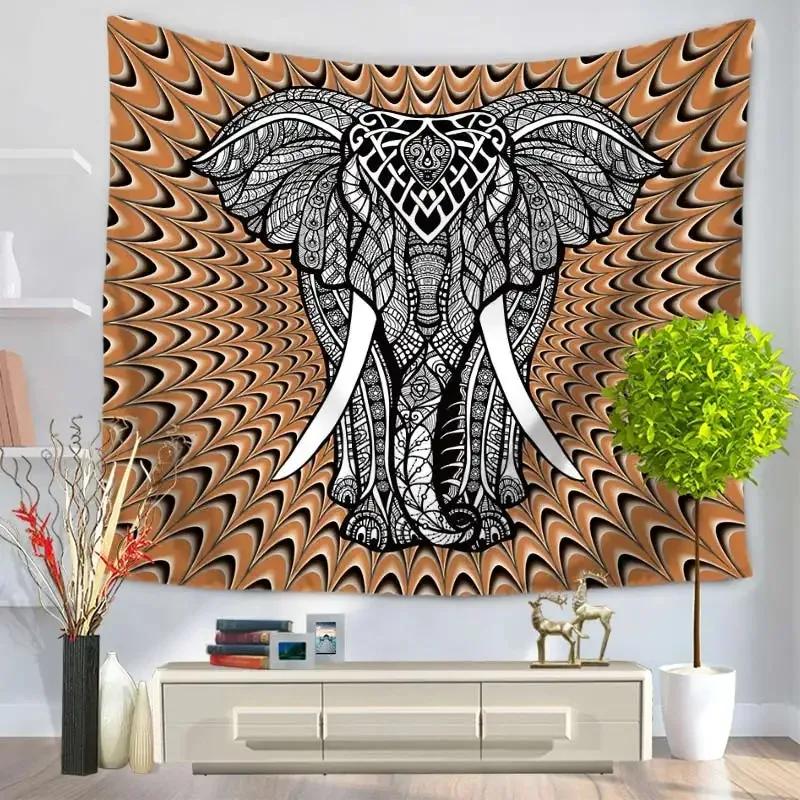 Retro Elephant Painting Hanging Cloth Home Wall Decoration Tapestry Office Living Room Tapestry