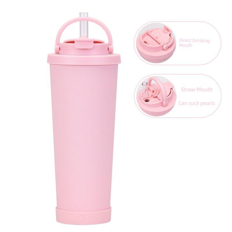 2024 New Model 830ml Large Capacity Thermos Cup with Convenient Handle, Dual Drinking Cup, Large Hole Straw Cup