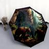 1 PC Automatic Folding Umbrella - Retro Brown Bear Pattern, Portable & Foldable Design with 8 Ribs, Christmas Birthday Gifts
