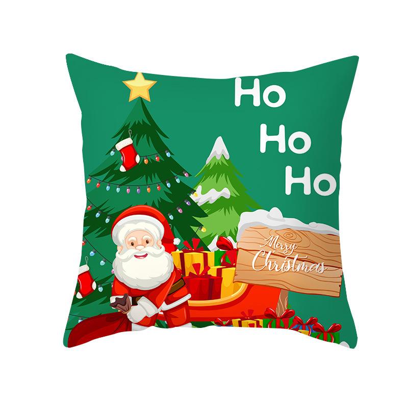 Red And Green Christmas Pattern Throw Pillow Cover With Short Plush Print For Living Room Sofa Decoration Cushion Cover