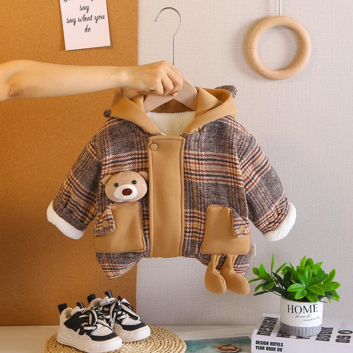 

Мальчики Толстые Пальто Зима 2025 Детские Теплые Бархатные Толстовки Куртки Одежда Для Малыша Мальчика Топы Верхняя Одежда Детские Милые Наряды Пальто 5Л 90(24M) коричневый