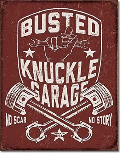 

SRongmao Busted Knuckle Shield Hot Rod Garage Gas Service Retro Wall Decor Metal Tin Sign inaluminum 20x30cm（7.8x11.8inch）
