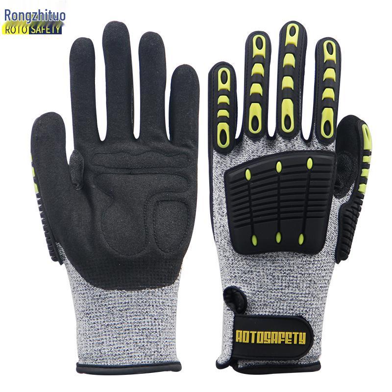 Shockproof, Cut & Impact-Resistant TPR Gloves for Mechanical Repair, Fire Rescue, Mining, Riding & Puncture Resistance.