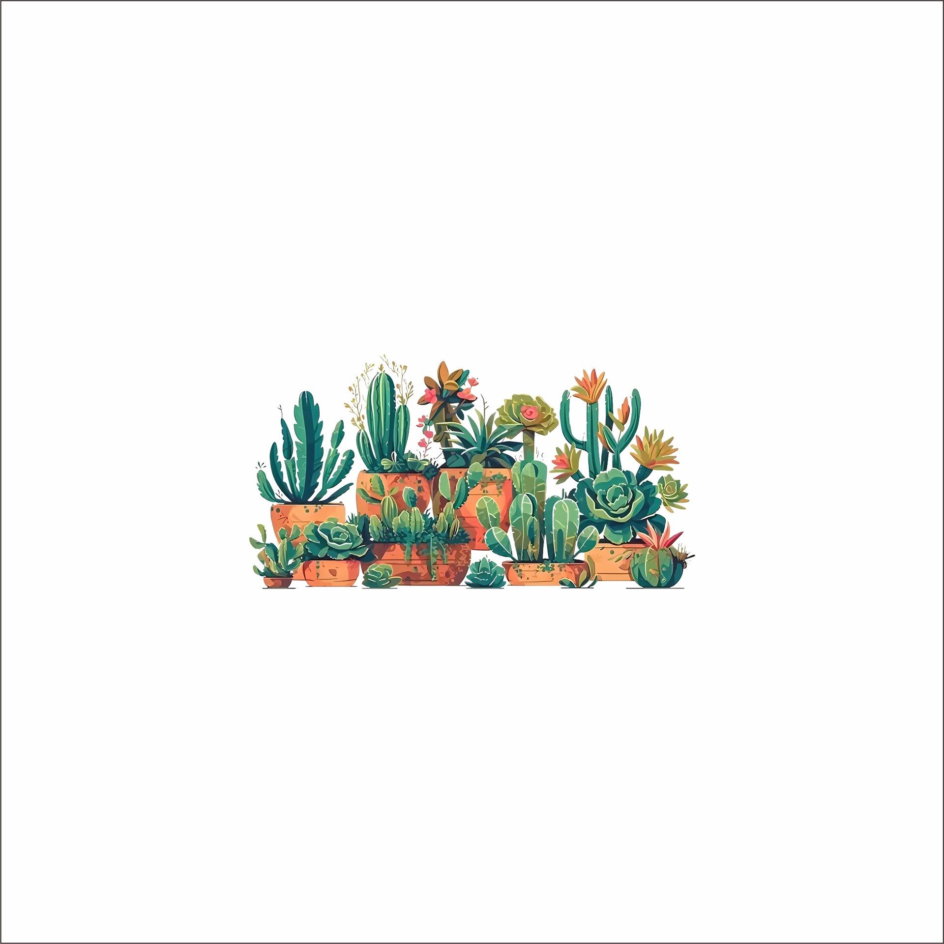 

Cartoon Succulent Cactus Wall Sticker Self Adhesive Waterproof Living Room Entryway Decor 30x58cm