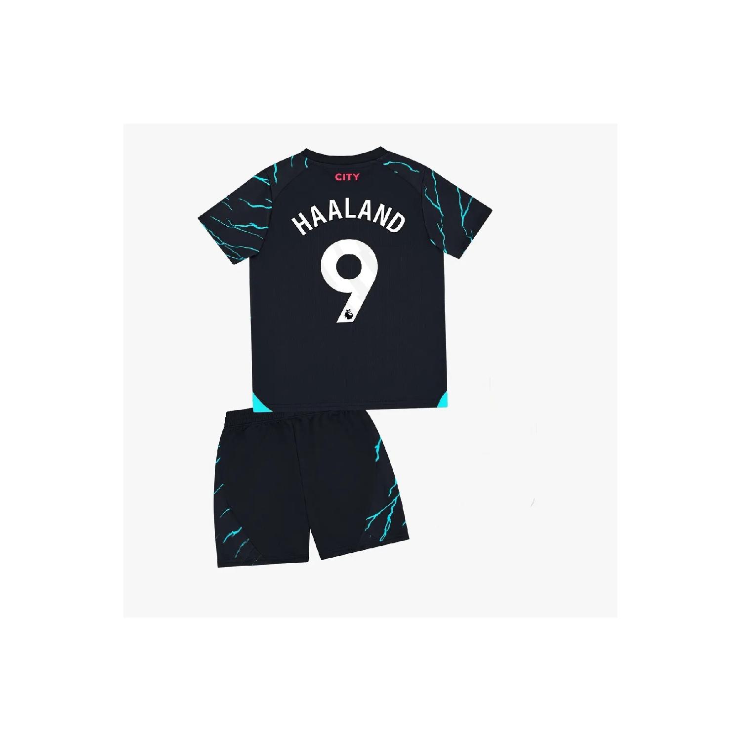

Манчестер Сити, новый сезон 2023/24, выездные детские трикотажные шорты Erling Haaland, комплект из 3 носков