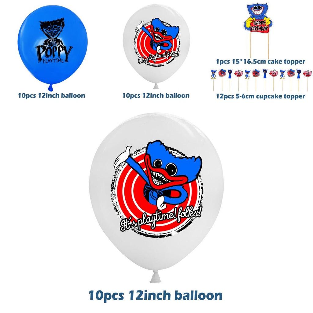 Decorațiuni Premium Set de Baloane și Toppere pentru Tort Petrecere de Ziua de Naștere Poppy Playtime Huggy Wuggy