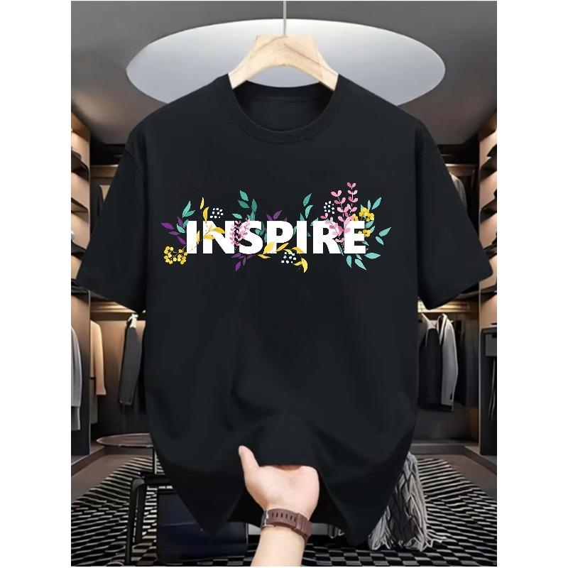 European Size Floral Inspiration Men'S Casual Digital Print T-Shirt - Made Of, Featuring a Round Neck, Short Sleeves, Street Hip-Hop Style