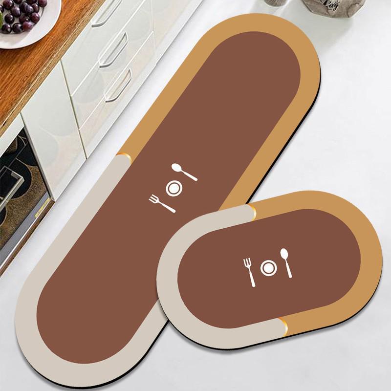 Non-Slip Diatom Mud Kitchen Rug: Solid Color, Oil-Proof, Water-Absorbent, Quick-Drying Floor Mat for Home Use