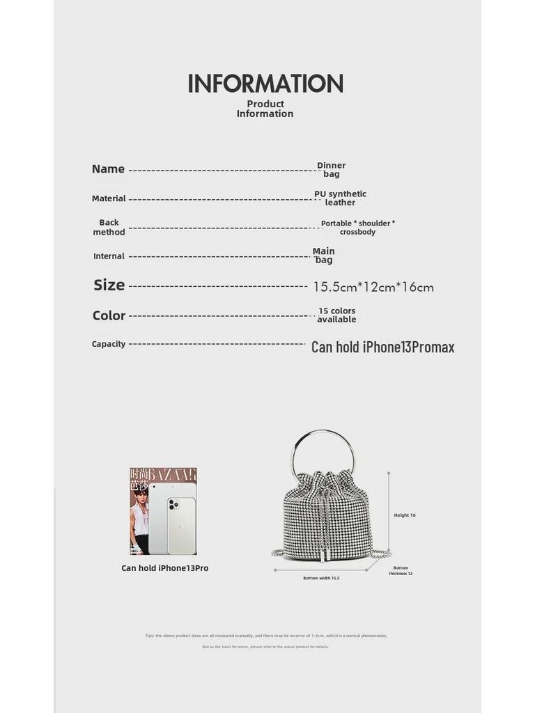 Spring 2025 Diamond Chain Bucket Crossbody Evening Bag