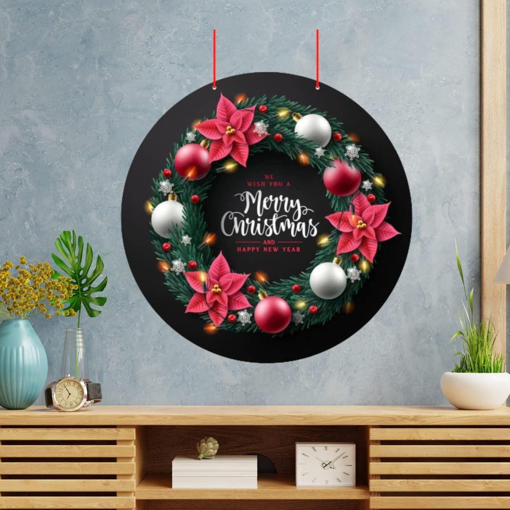 Webelkart Decorazione Murale In Legno 'Buon Natale' – 38x21 Cm, Stampata, Multicolore, Appendi Alla Porta O Parete Per Un'Arredamento Natalizio Rustico E Originale