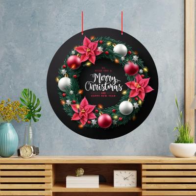Webelkart® Premium Merry Christmas and Happy New Year - Colgante de pared o para puerta de entrada impreso para el hogar y artículos de decoración navideña